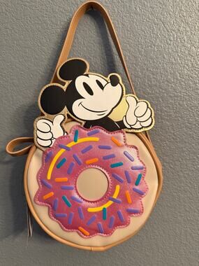 NWT Disney Bioworld Mickey Mouse Sprinkle Donut Crossbody Bag Purse